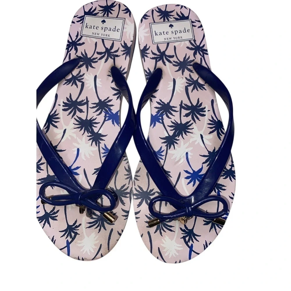 Kate Spade Blue Floral Sandals flip flop size 7/8